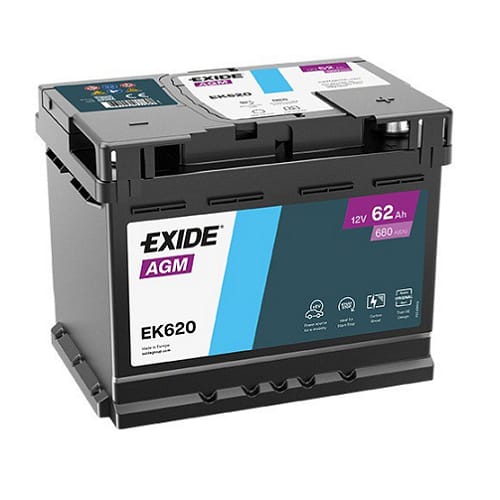 EXIDE AGM EK620 62Ah -/+