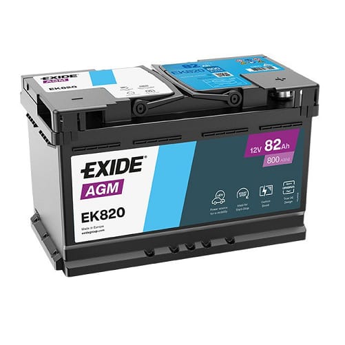 EXIDE AGM EK820 82Ah -/+